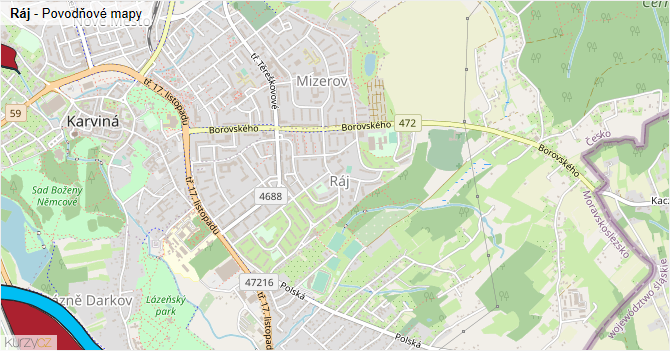 Ráj - záplavové mapy stoleté vody