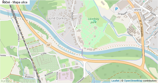Říční - mapa ulice