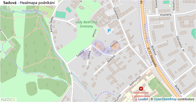 Sadová - mapa podnikání
