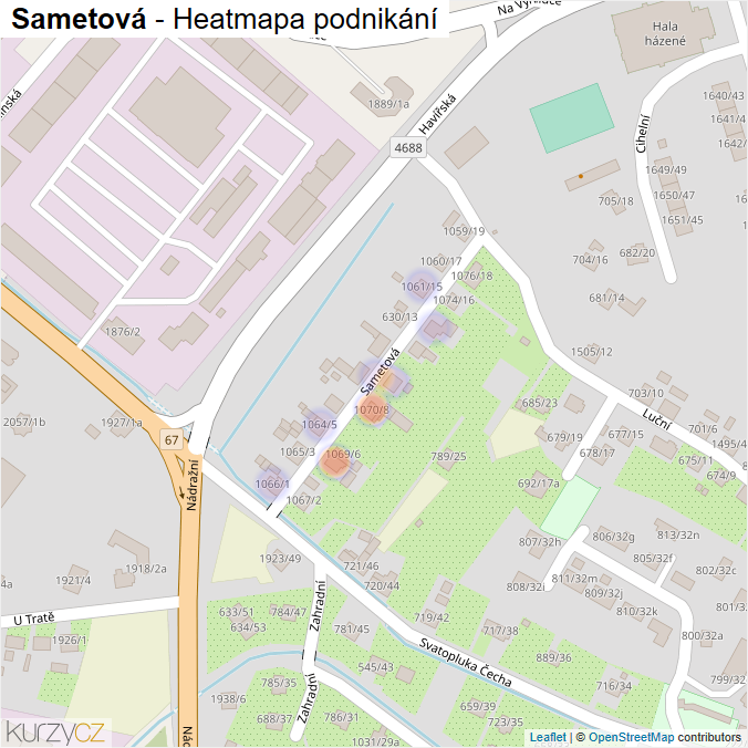 Mapa Sametová - Firmy v ulici.