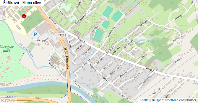 Šeříková - mapa ulice