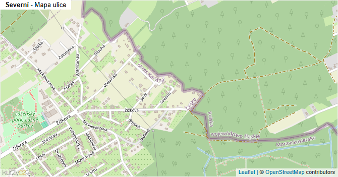 Severní - mapa ulice