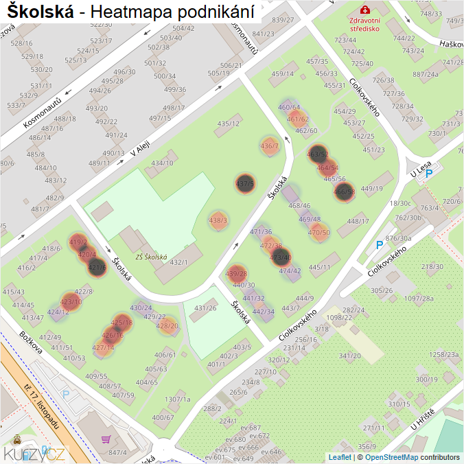 Mapa Školská - Firmy v ulici.