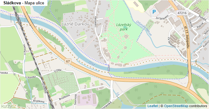 Sládkova - mapa ulice