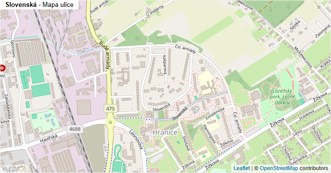 Slovenská - mapa ulice
