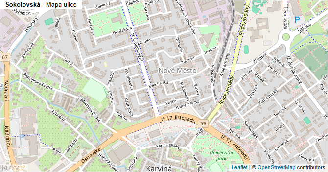 Sokolovská - mapa ulice