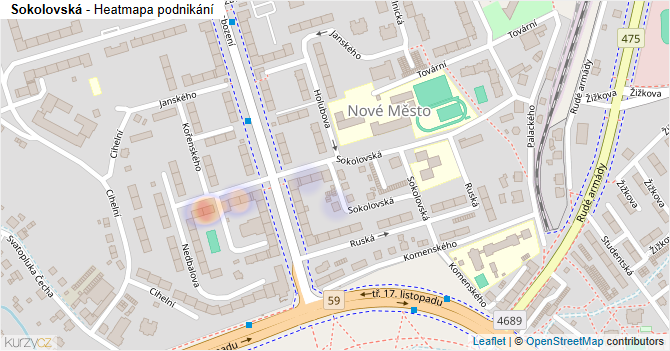 Sokolovská - mapa podnikání
