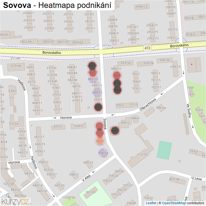 Mapa Sovova - Firmy v ulici.