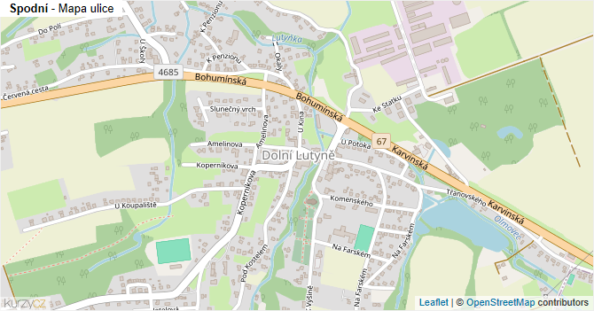 Spodní - mapa ulice