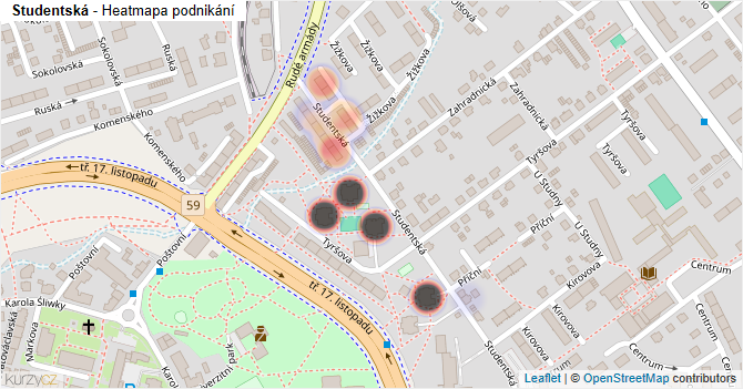 Studentská - mapa podnikání