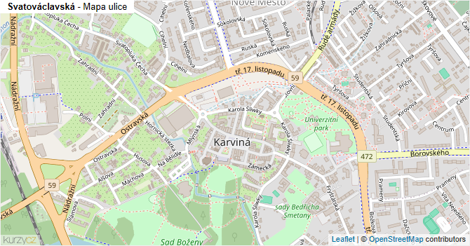 Svatováclavská - mapa ulice