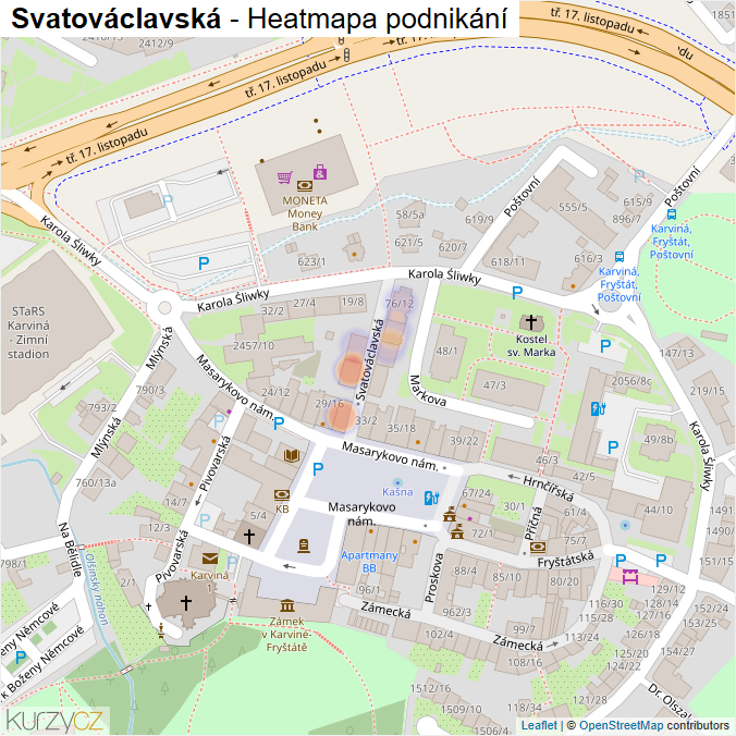 Mapa Svatováclavská - Firmy v ulici.