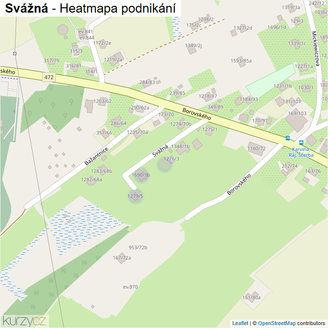 Mapa Svážná - Firmy v ulici.