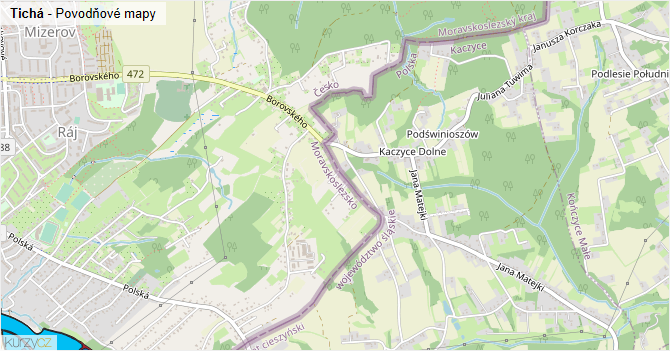 Tichá - záplavové mapy stoleté vody