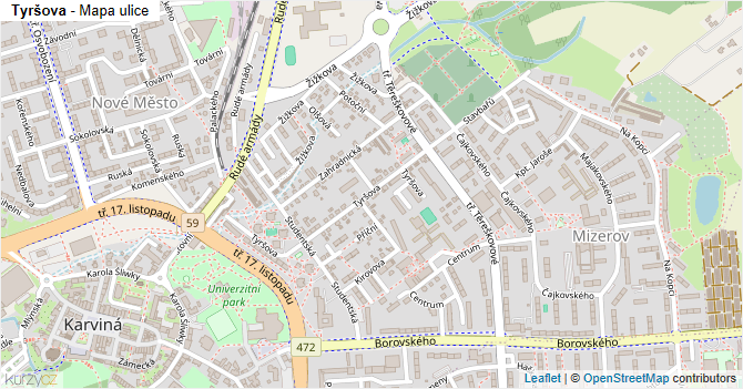 Tyršova - mapa ulice