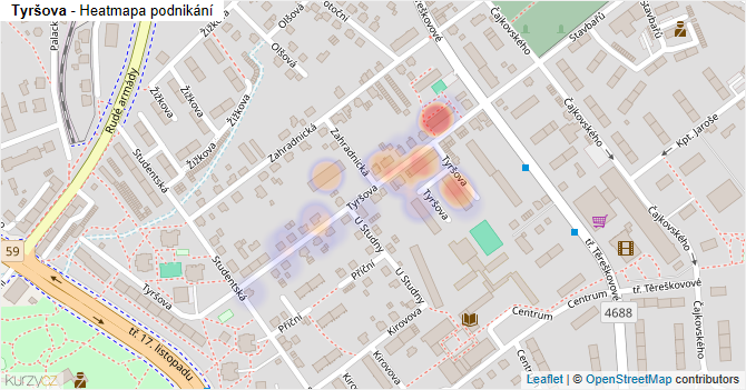 Tyršova - mapa podnikání