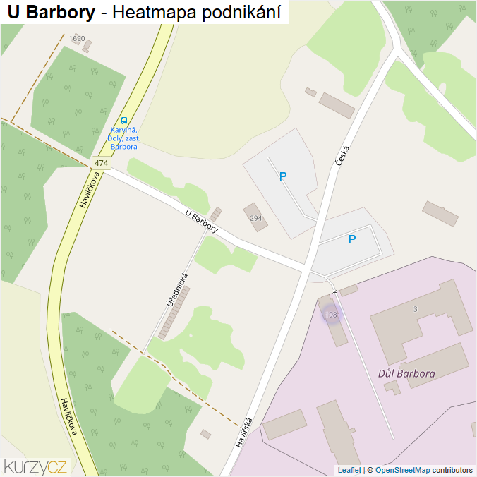 Mapa U Barbory - Firmy v ulici.
