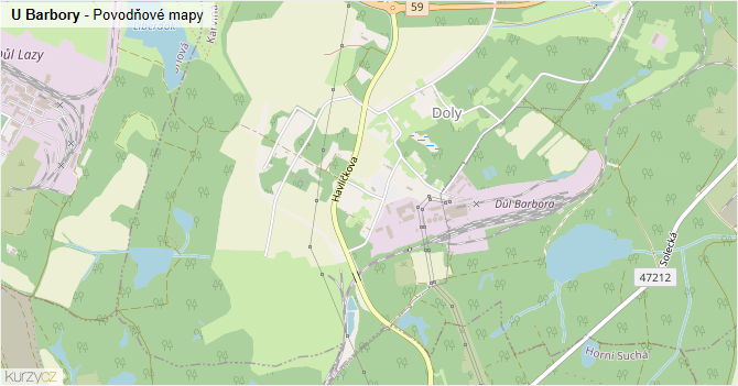 U Barbory - záplavové mapy stoleté vody