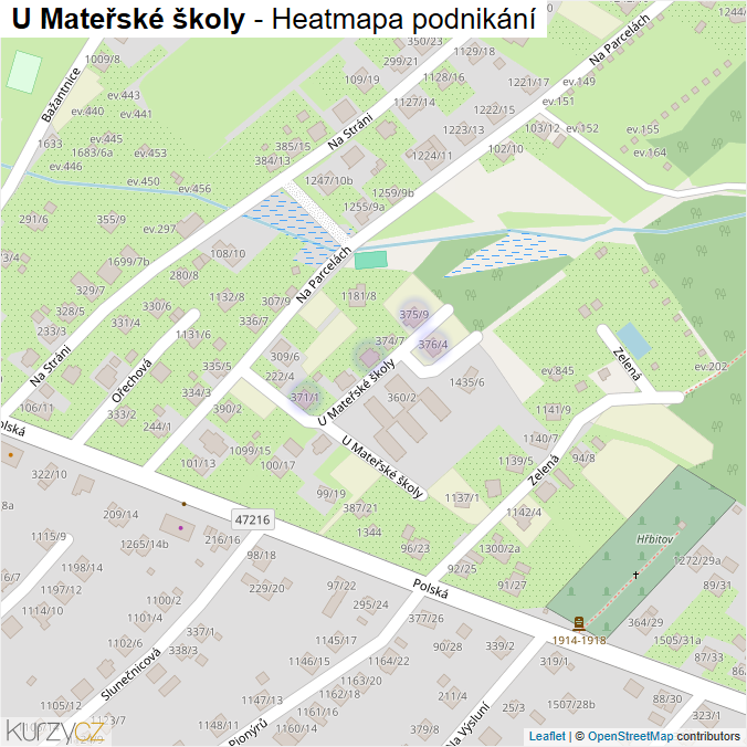 Mapa U Mateřské školy - Firmy v ulici.