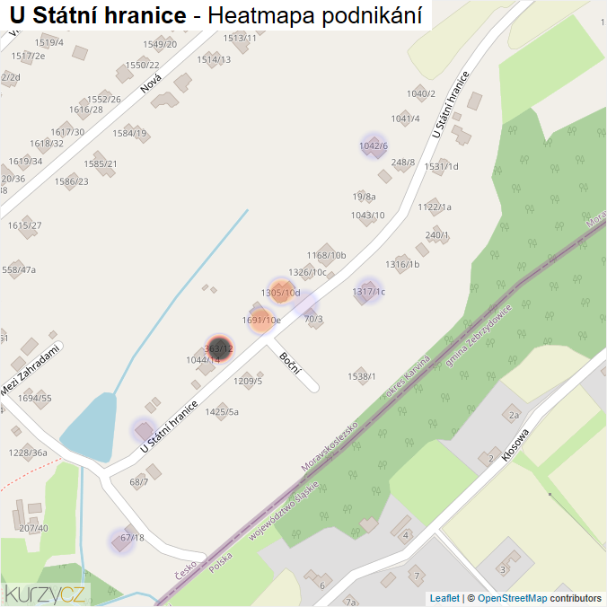 Mapa U Státní hranice - Firmy v ulici.