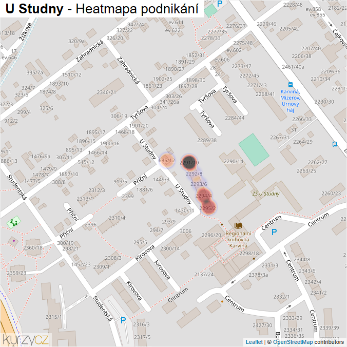 Mapa U Studny - Firmy v ulici.