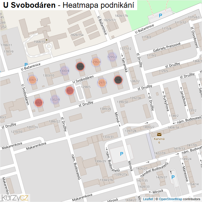 Mapa U Svobodáren - Firmy v ulici.