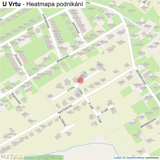Mapa U Vrtu - Firmy v ulici.