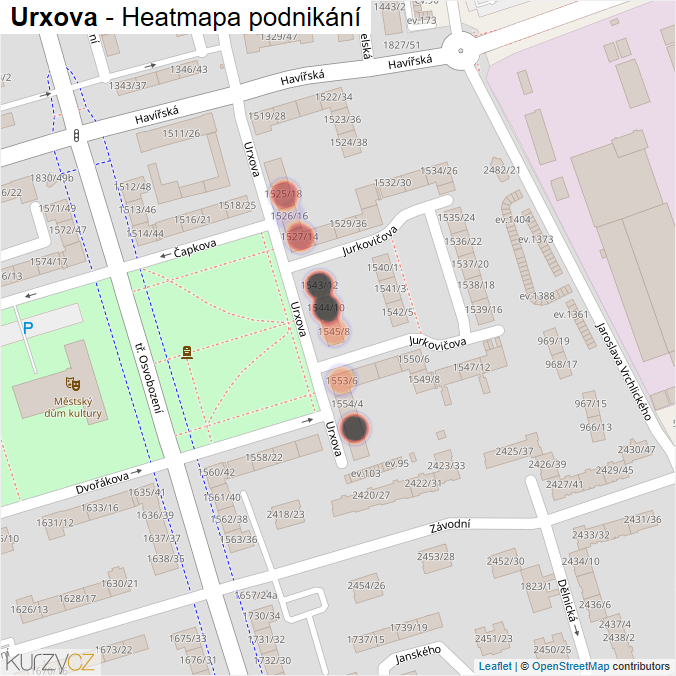 Mapa Urxova - Firmy v ulici.