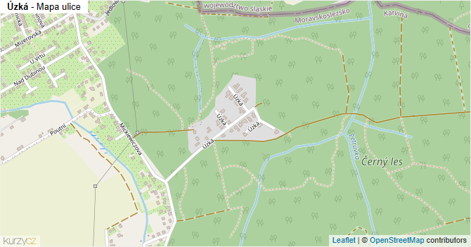 Úzká - mapa ulice