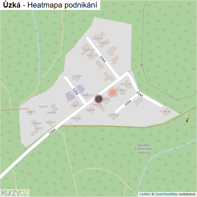 Mapa Úzká - Firmy v ulici.