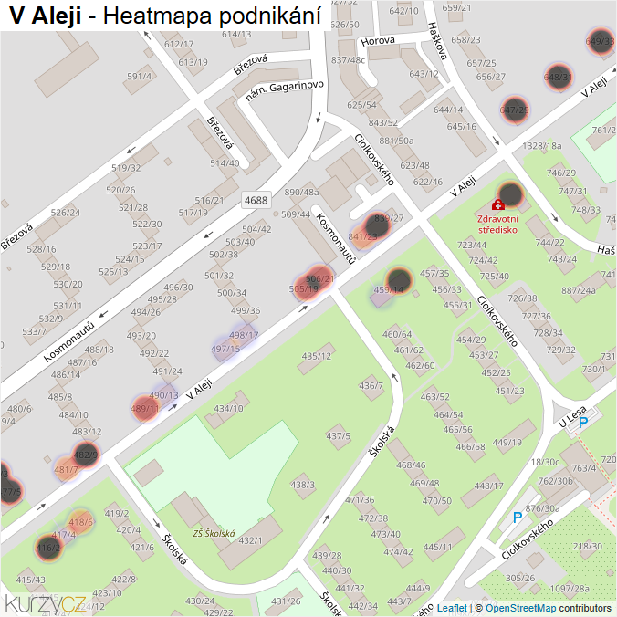 Mapa V Aleji - Firmy v ulici.