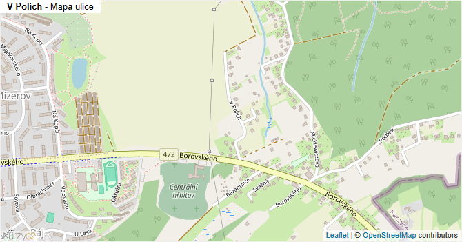 V Polích - mapa ulice