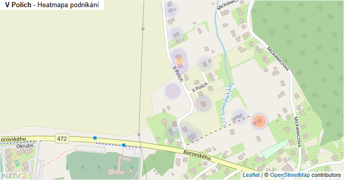 V Polích - mapa podnikání