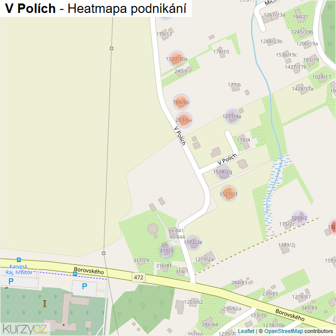 Mapa V Polích - Firmy v ulici.