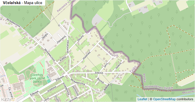Včelařská - mapa ulice