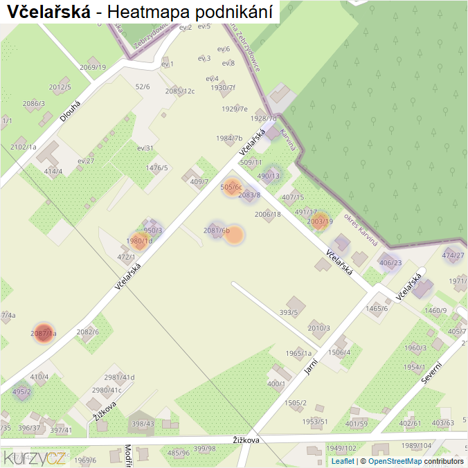 Mapa Včelařská - Firmy v ulici.