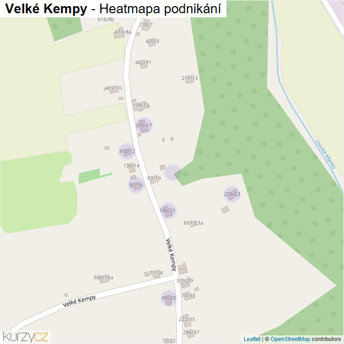 Mapa Velké Kempy - Firmy v ulici.