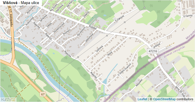 Višňová - mapa ulice
