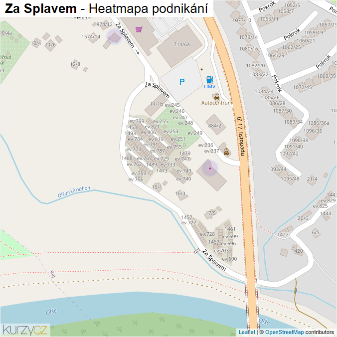 Mapa Za Splavem - Firmy v ulici.