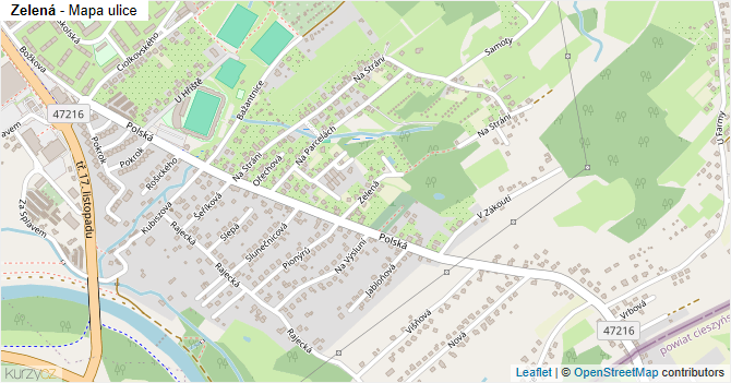 Zelená - mapa ulice