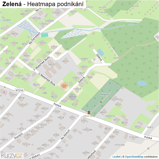 Mapa Zelená - Firmy v ulici.