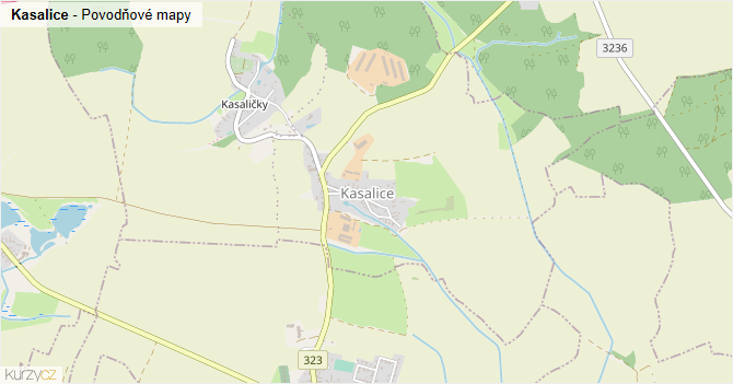 Kasalice - záplavové mapy stoleté vody