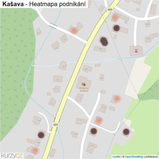 Mapa Kašava - Firmy v obci.