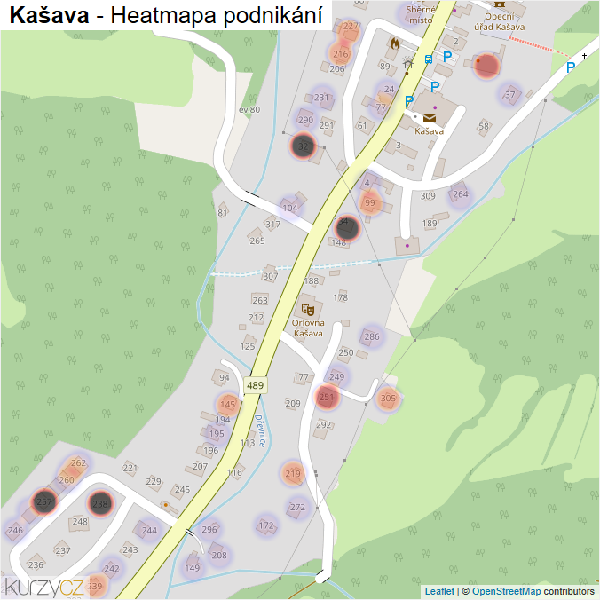 Mapa Kašava - Firmy v části obce.