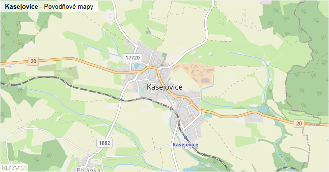 Kasejovice - záplavové mapy stoleté vody