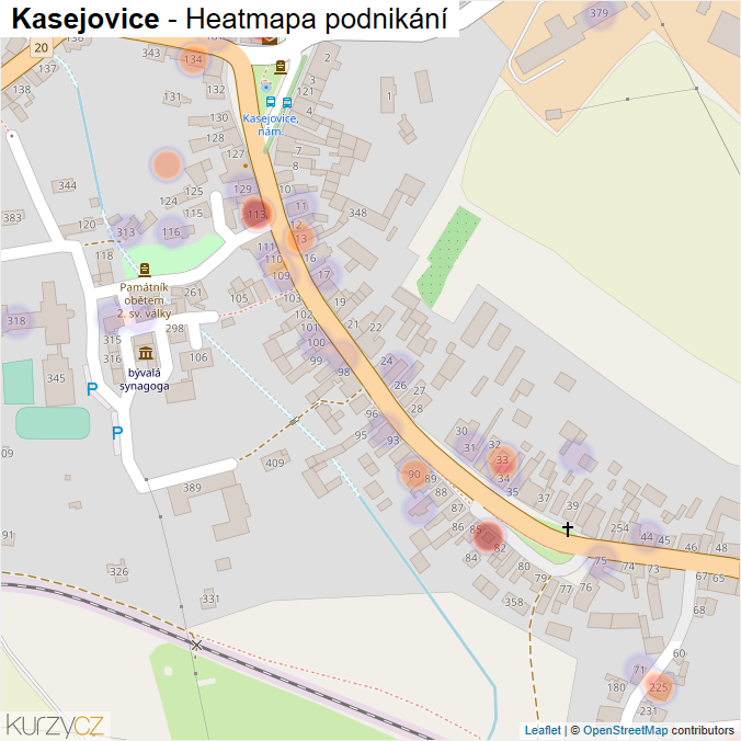 Mapa Kasejovice - Firmy v části obce.
