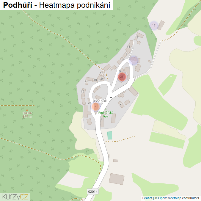 Mapa Podhůří - Firmy v části obce.