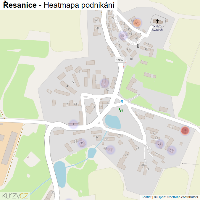 Mapa Řesanice - Firmy v části obce.