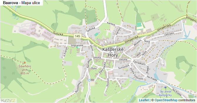 Baarova - mapa ulice