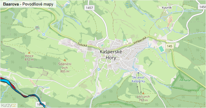 Baarova - záplavové mapy stoleté vody